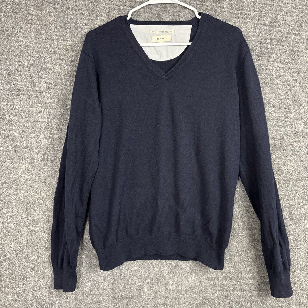 Gant Sweater Mens Size M Blue Navy Preppy Dad Casual Work Date